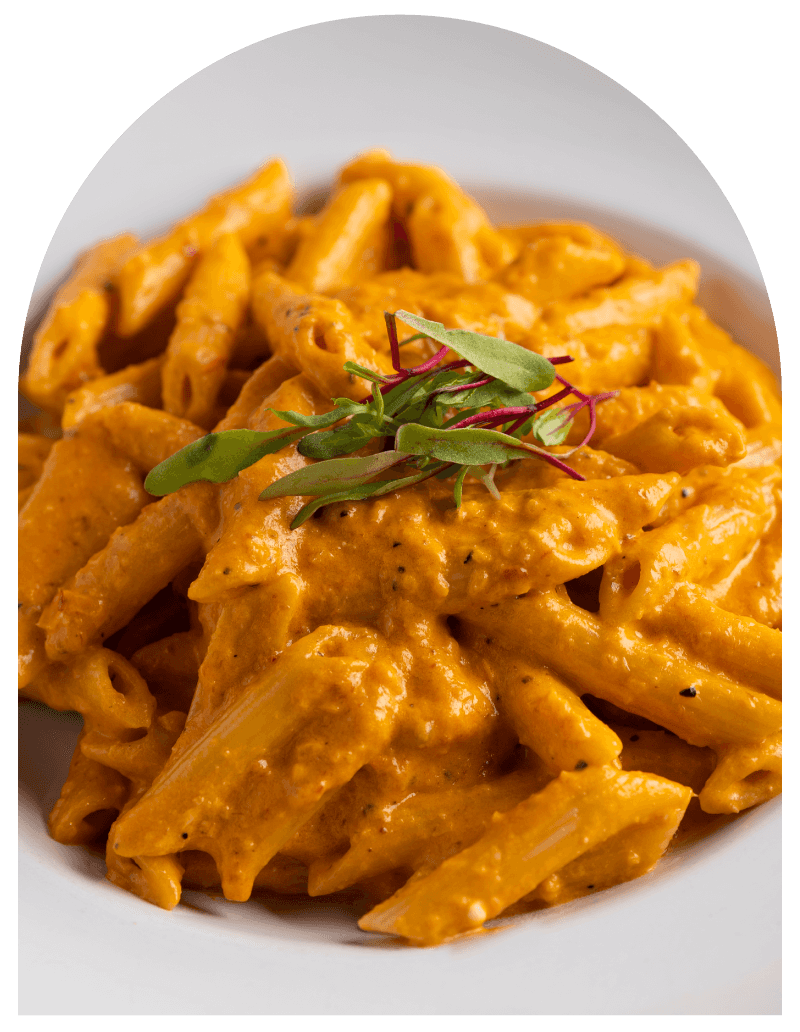 Penne Alla Vodka recipe served on a plate, by Bavaro's Pizza Napoletana & Pastaria