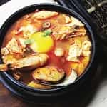 Seafood Soon Tofu recipe served on a plate, by Buk Chang Dong Soon Tofu(Sheppard)북창동순두부