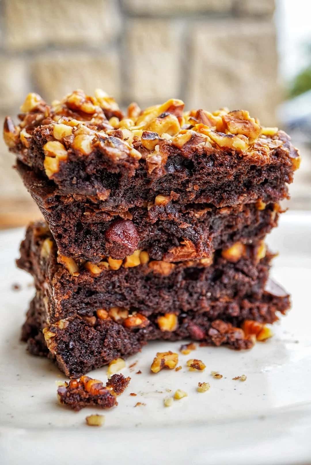 Fudge Brownie with Walnuts recipe served on a plate, by Chuckwagon BBQ & Burgers