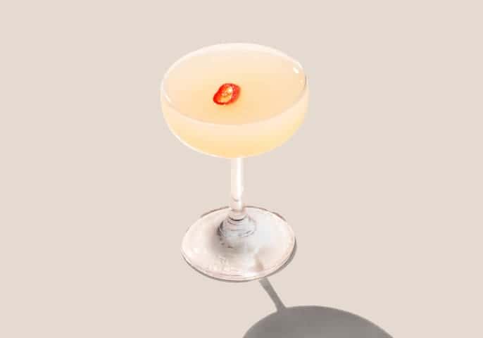 Spicy Lychee Margarita recipe served in a glass, by Pho London Bridge
