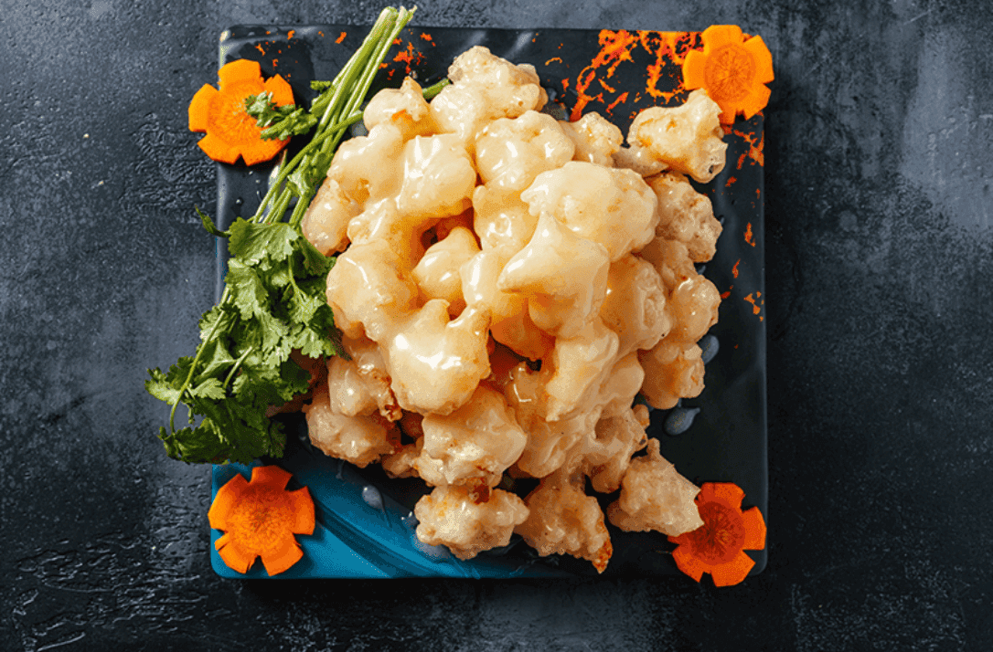Creamy Walnut Shrimp recipe served on a plate, by Umi Sushi & Seafood Buffet