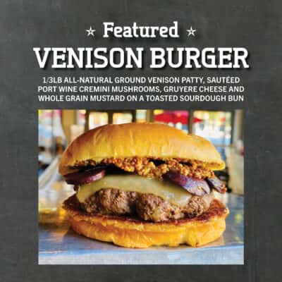 Venison Burger recipe served on a plate, by Farmhaus Burger