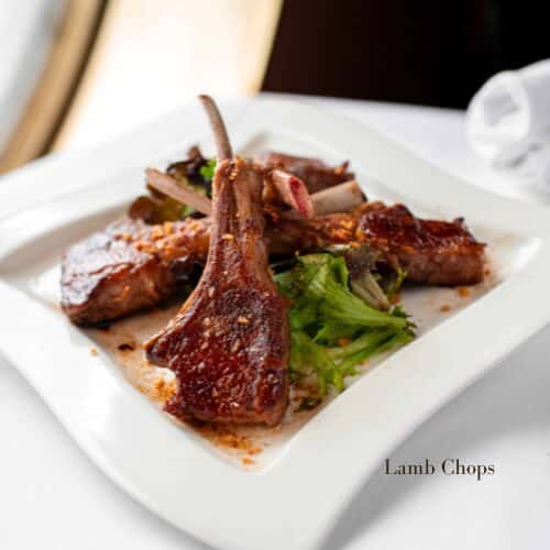 Lamb Chops recipe served on a plate, by Frank Fat's Lamb Chops recipe served on a plate, by Frank Fat's