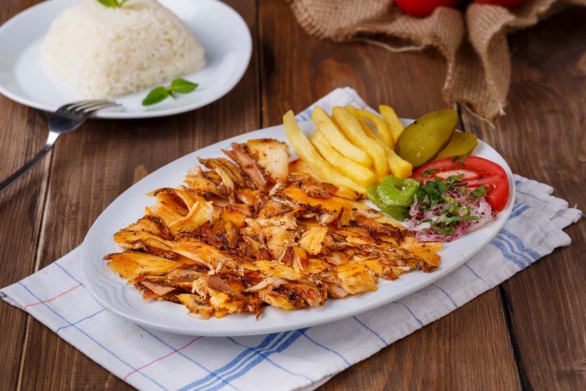 Chicken Doner recipe served on a plate, by Saray II Turkish Restaurant