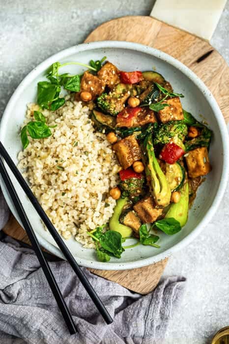 GF V Garden Vegetable Bowl recipe served on a plate, by Finns Victoria