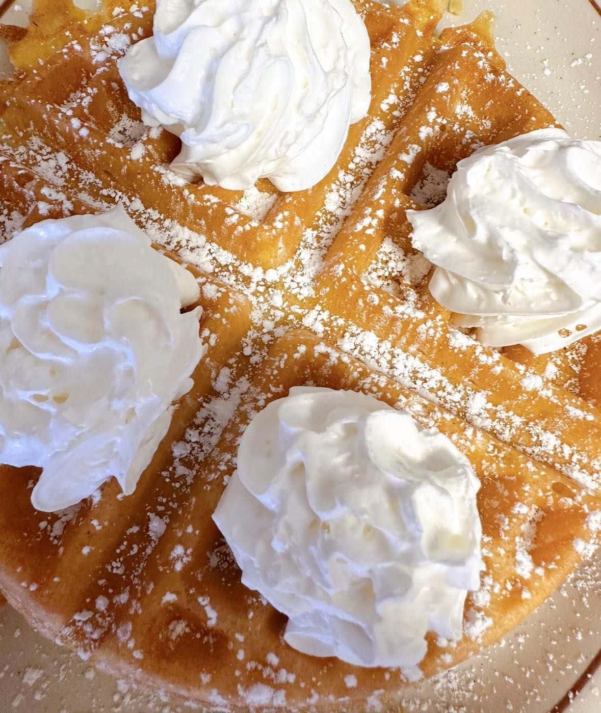 Waffle recipe served on a plate, by Star 66 Cafe Waffle recipe served on a plate, by Star 66 Cafe