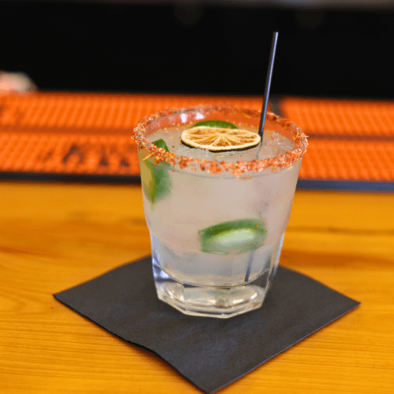 Spicy Margarita recipe served in a glass, by Mandez's Seafood Bar & Grill