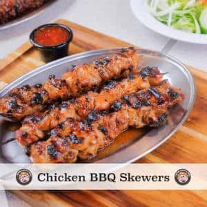 Chicken Skewers recipe served on a plate, by Pork Chops BBQ Flemington