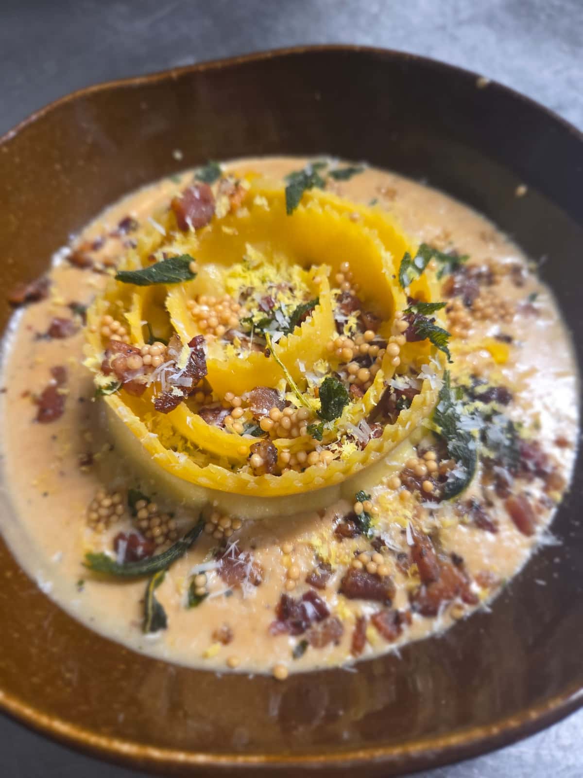 Flower Pasta recipe served on a plate, by Crosby's