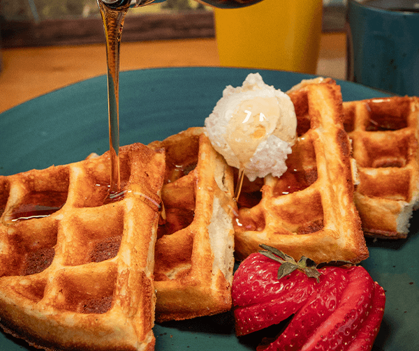 Classic Belgian Waffle recipe served on a plate, by T.C. Eggington's