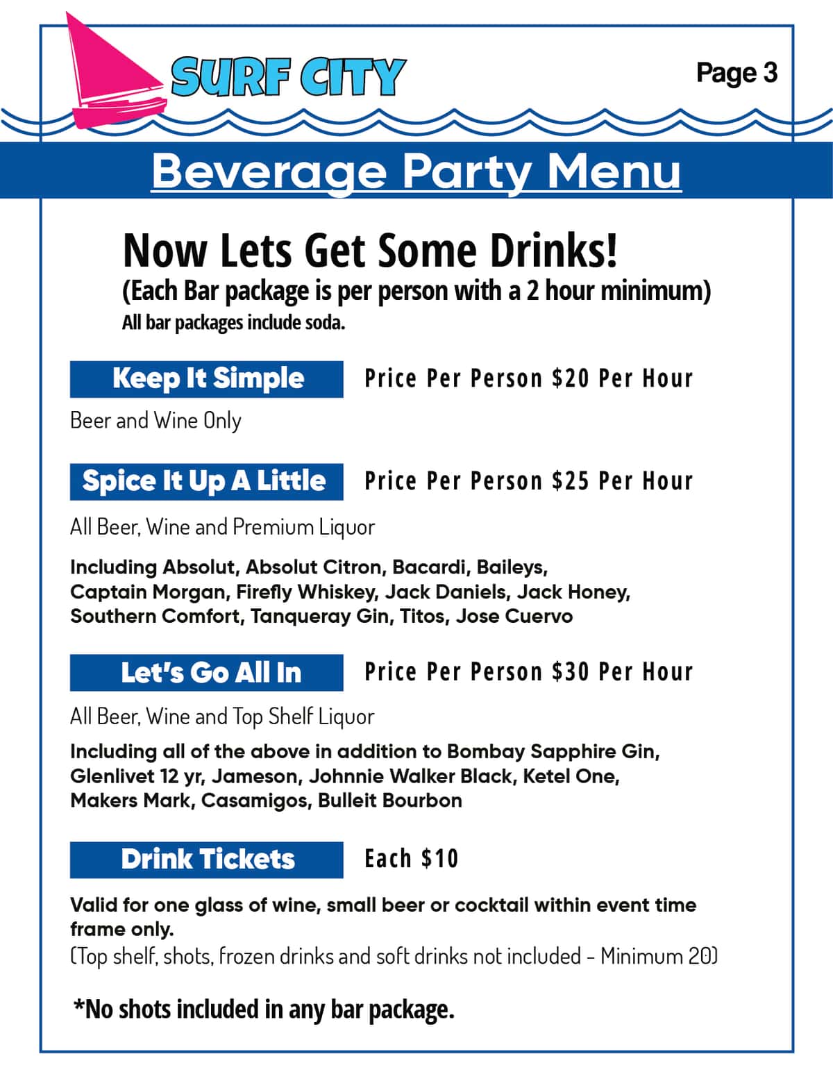 Surf City Drink Packages recipe served in a glass, by Surf City