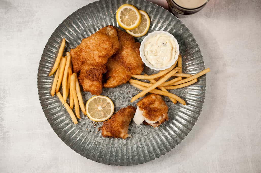 Fish and Chips recipe served on a plate, by The Moot House