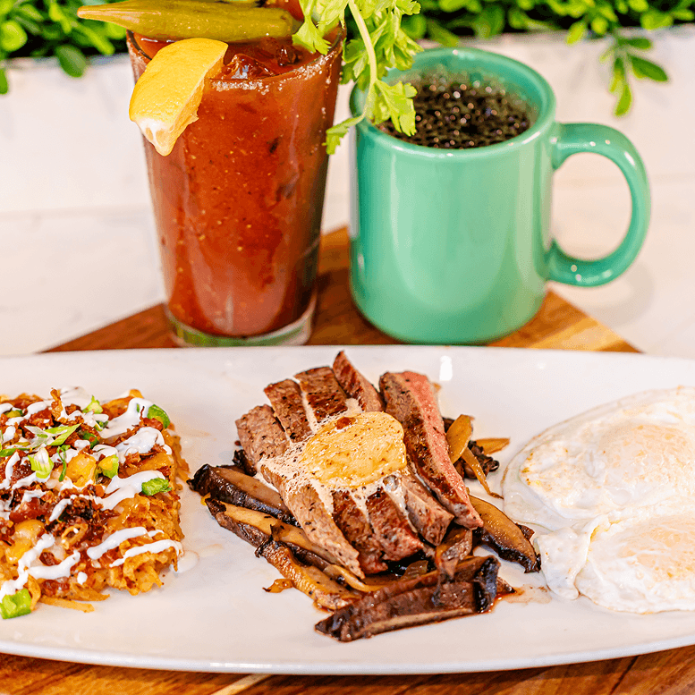 Steak and Eggs recipe served on a plate, by Urban Egg