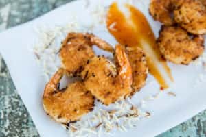 Shrimp recipe served on a plate, by Island Wing Company Grill & Bar - Tamaya Shrimp recipe served on a plate, by Island Wing Company Grill & Bar - Tamaya