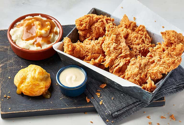 6 pc Chicken Tenders recipe served on a plate, by Krispy Krunchy Chicken