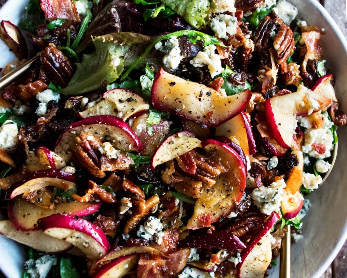 Apple & Chicory Salad recipe served on a plate, by The Courtney Room