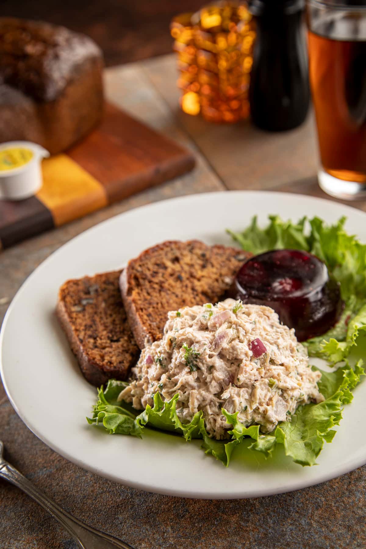 Chicken Salad Plate recipe served on a plate, by Trio's Restaurant