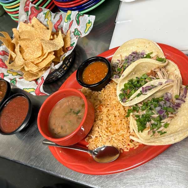 Street Taco Dinner recipe served on a plate, by Cabos Bonitos Grill & Cantina LLC
