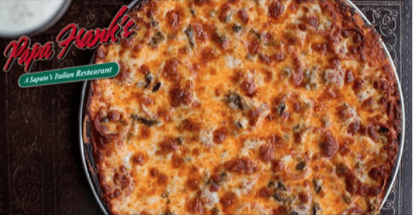 Pizza recipe served on a plate, by Papa Frank's