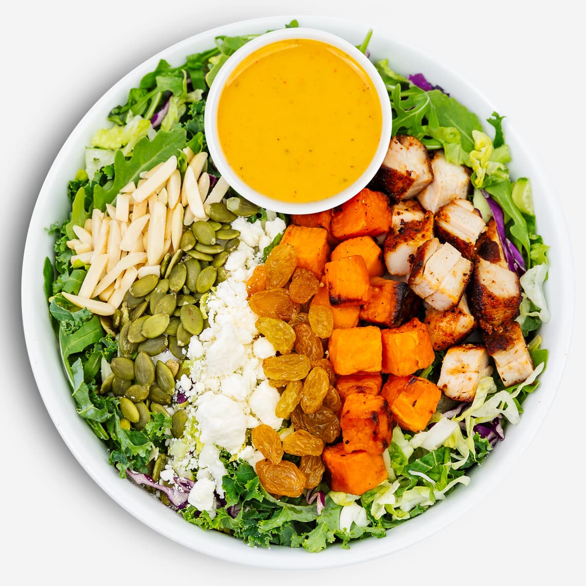 Harvest Salad recipe served on a plate, by Currito Naperville