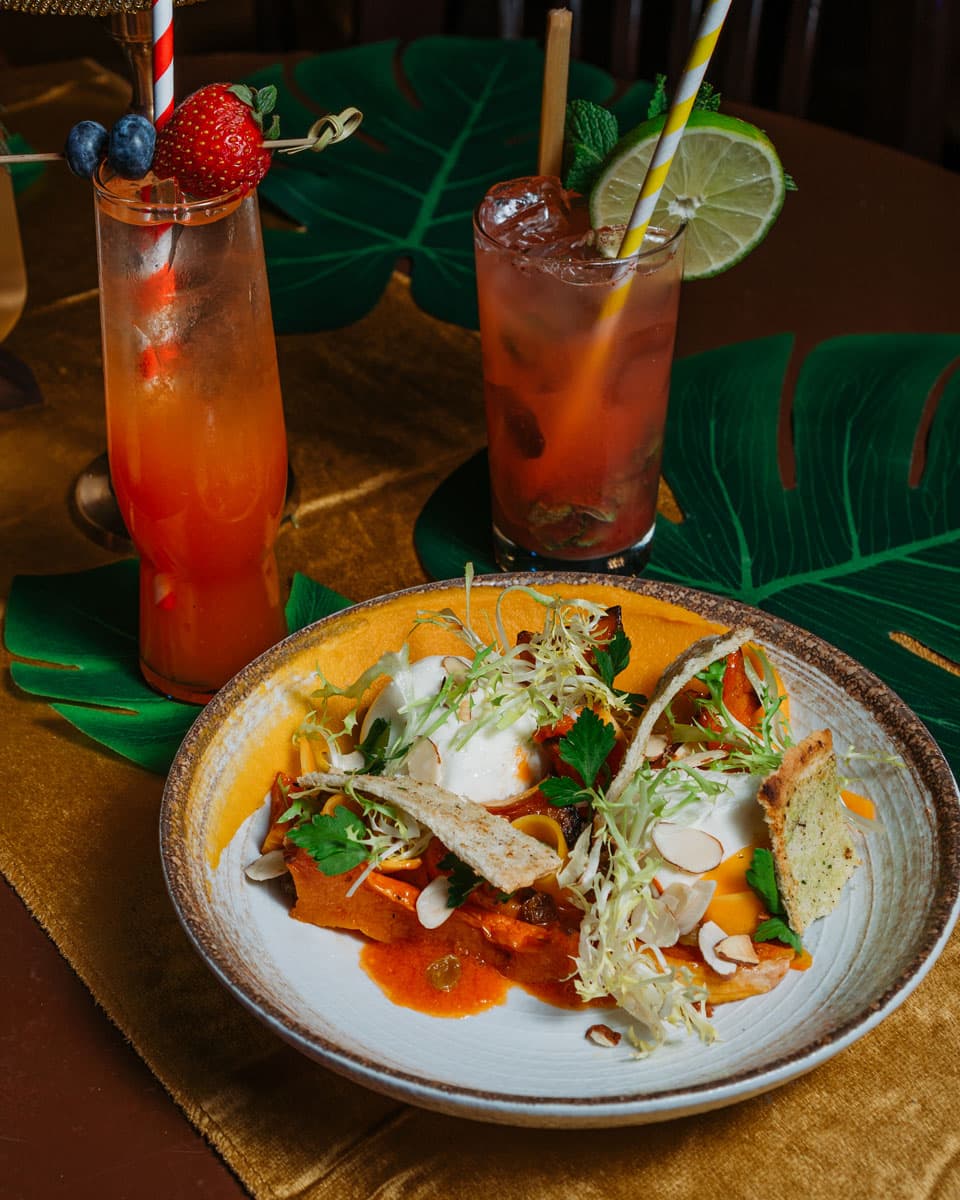 Burrata recipe served on a plate, by El Puro Cuban Restaurant