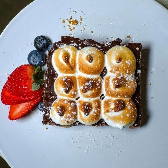 Dessert recipe served on a plate, by Gather55