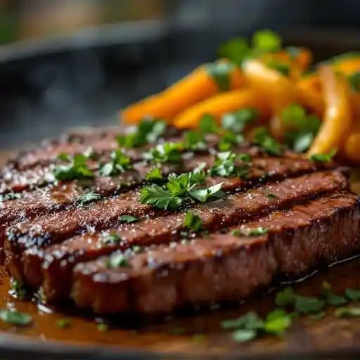 Churrasco/Skirt Steak recipe served on a plate, by Raices Restaurant Churrasco/Skirt Steak recipe served on a plate, by Raices Restaurant