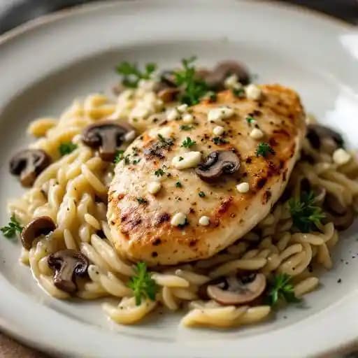 Chicken Risotto recipe served on a plate, by Zelo
