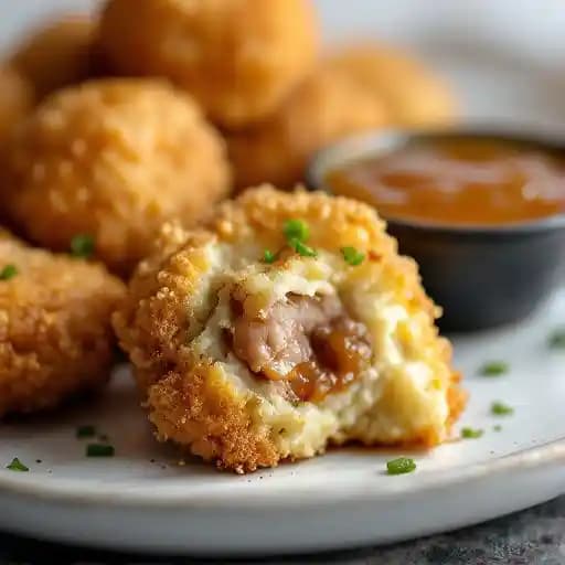 Pork Belly Hush Puppies recipe served on a plate, by Sugarfire Smoke House