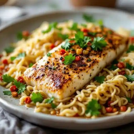 Veracruz-style Sea Bass recipe served on a plate, by La Mesa Mexican Restaurant Veracruz-style Sea Bass recipe served on a plate, by La Mesa Mexican Restaurant