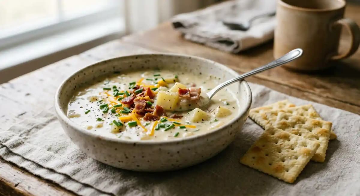 Baked Potato Soup (with 4 saltine crackers)