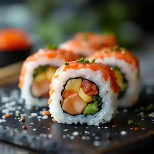 ANY THREE ROLLS recipe served on a plate, by Ichiban Japanese Steakhouse & Sushi Bar ANY THREE ROLLS recipe served on a plate, by Ichiban Japanese Steakhouse & Sushi Bar