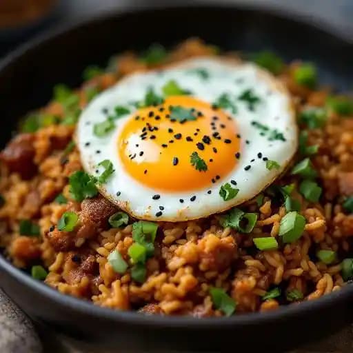 Seoul Sista Fried Rice recipe served on a plate, by The Yard