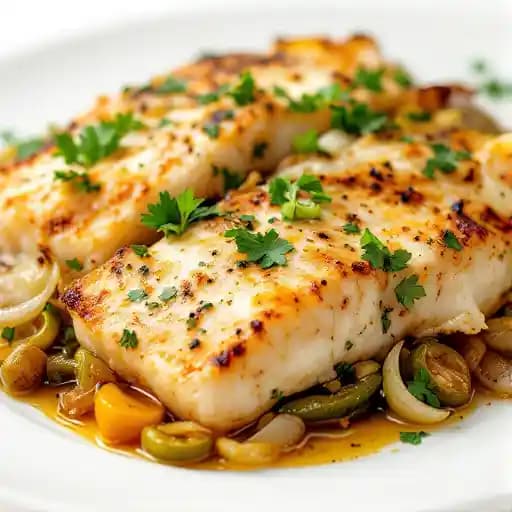 Bacalhau Grelhado recipe served on a plate, by Seabra's Marisqueira