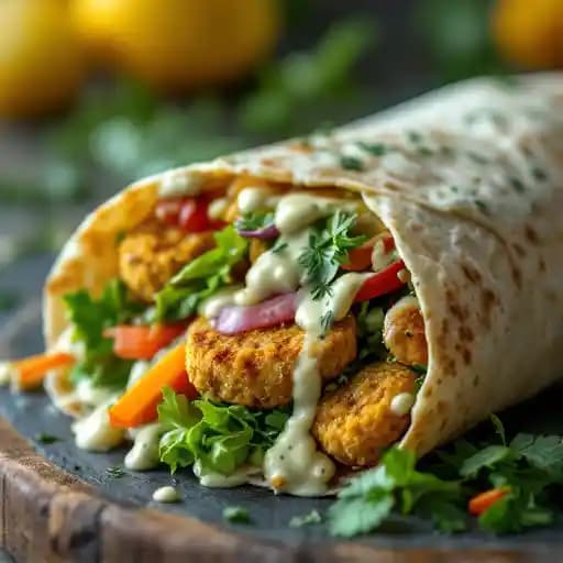 Falafel Wrap with Garniture recipe served on a plate, by Doner Point