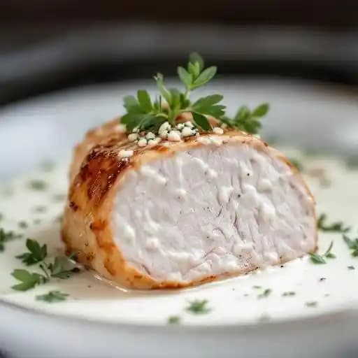 Pork Tenderloin in Yogurt recipe served on a plate, by Central Bodega Pork Tenderloin in Yogurt recipe served on a plate, by Central Bodega
