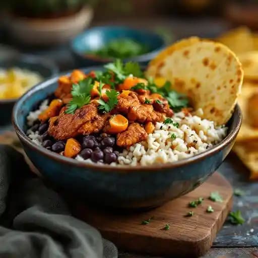 Rice Bowl recipe served on a plate, by El Pinto Restaurant