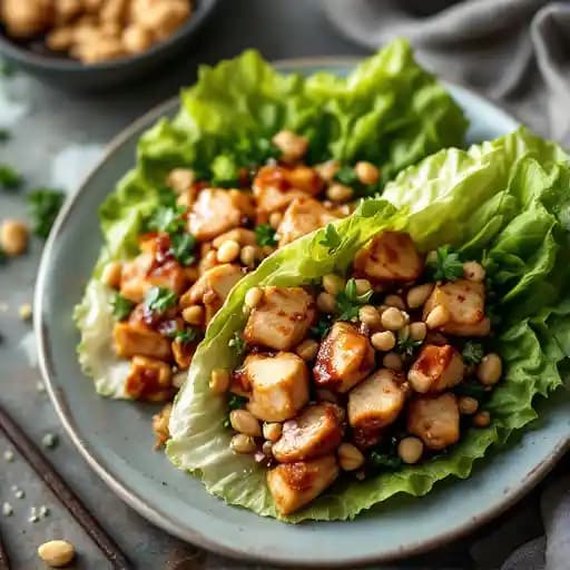 Szechuan Chicken Lettuce Wraps recipe served on a plate, by JOEY Rideau Szechuan Chicken Lettuce Wraps recipe served on a plate, by JOEY Rideau
