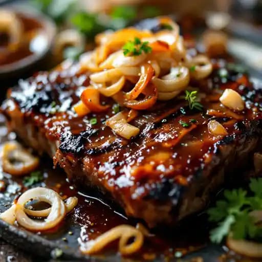 Korean BBQ short ribs recipe served on a plate, by M Pocha Korean BBQ short ribs recipe served on a plate, by M Pocha