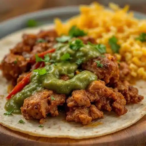Chile Verde recipe served on a plate, by La Carreta Mexican Restaurant