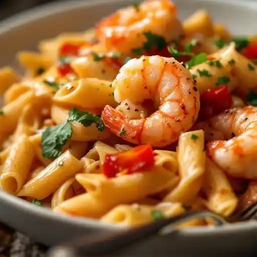 Bourbon Street Pasta recipe served on a plate, by Blue Moose Bar & Grill