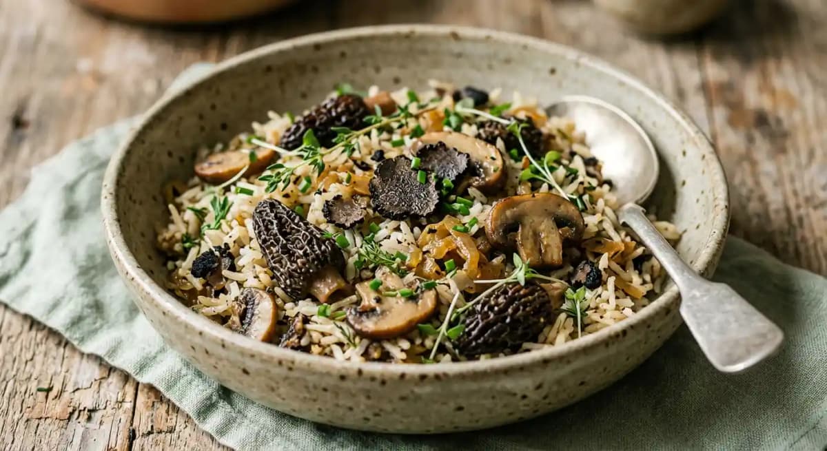 Gucchi, Khumb & Truffle Pilau