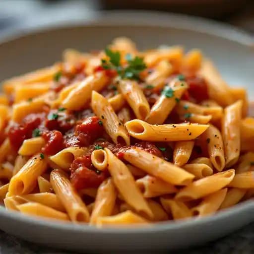 Penne Pasta Vodka Sauce recipe served on a plate, by Fornos of Spain Penne Pasta Vodka Sauce recipe served on a plate, by Fornos of Spain