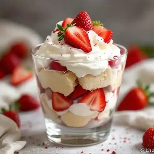 Strawberry Angel Food Cake Parfait recipe served on a plate, by The Daily Planet Strawberry Angel Food Cake Parfait recipe served on a plate, by The Daily Planet