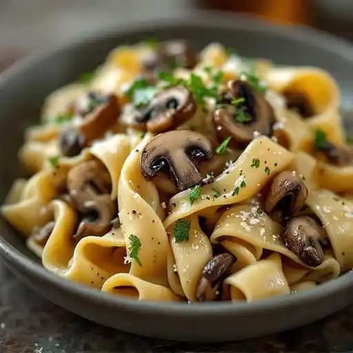 Pappardelle & Mushrooms recipe served on a plate, by Vieste ... Simply Italian