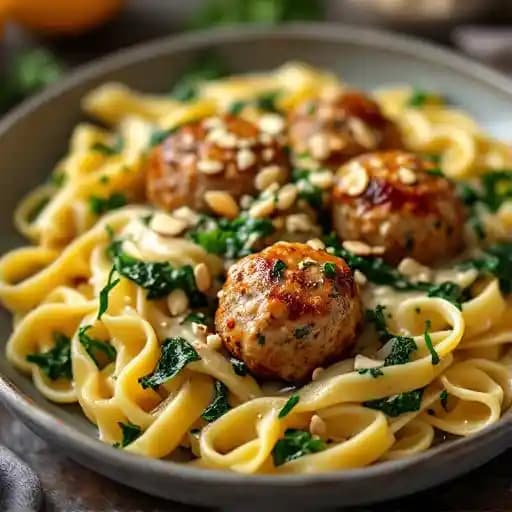 Rigatoni and Meatballs recipe served on a plate, by NOLO's Kitchen & Bar