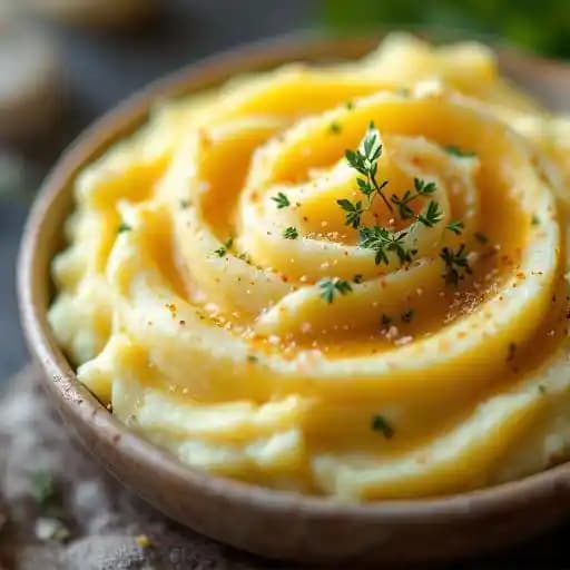 Yukon Gold Mashed Potatoes recipe served on a plate, by STK Steakhouse