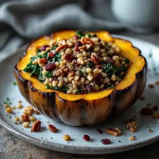 Acorn Squash recipe served on a plate, by Grand Trunk Pub Acorn Squash recipe served on a plate, by Grand Trunk Pub