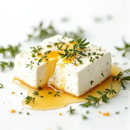 Baked Feta recipe served on a plate, by Chemin à la Mer