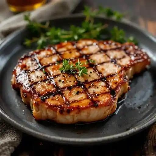 Perry's Famous Pork Chop recipe served on a plate, by Perry's Steakhouse & Grille - Downtown Austin